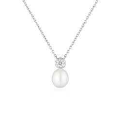 Colier argint cu perla naturala alba si piatra DiAmanti SK23107N_W-G (Argint 925‰ 2,35 g.)